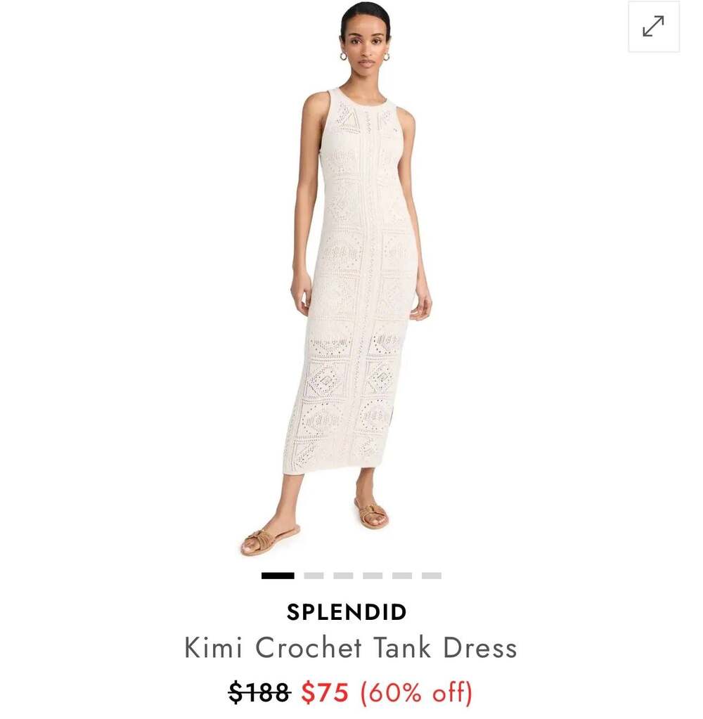 Splendid Kimi Crochet Tank Dress In Natural - Sz S